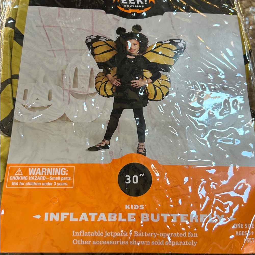 Halloween HYDE and EEK INFLATABLE 30” Butterfly Costume 3+ yrs -NEW